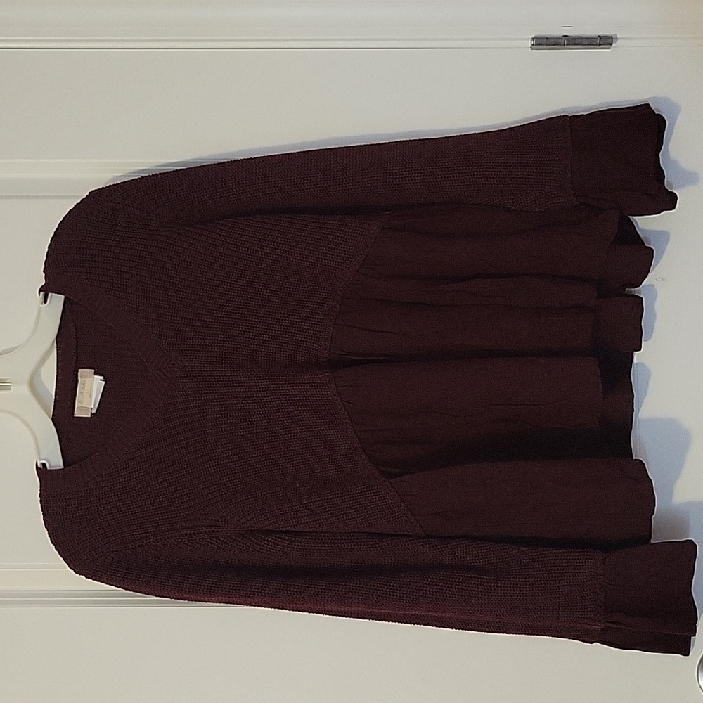 Altar'd State Burgundy V-Neck Sweater